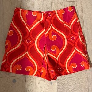 Zara Vibrant Red and Orange Patterned Shorts